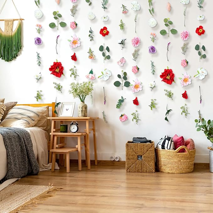 XunYee 6 Pcs 35.4 ft Flower Garlands Hanging Wildflower Backdrop Decoration - Image 6