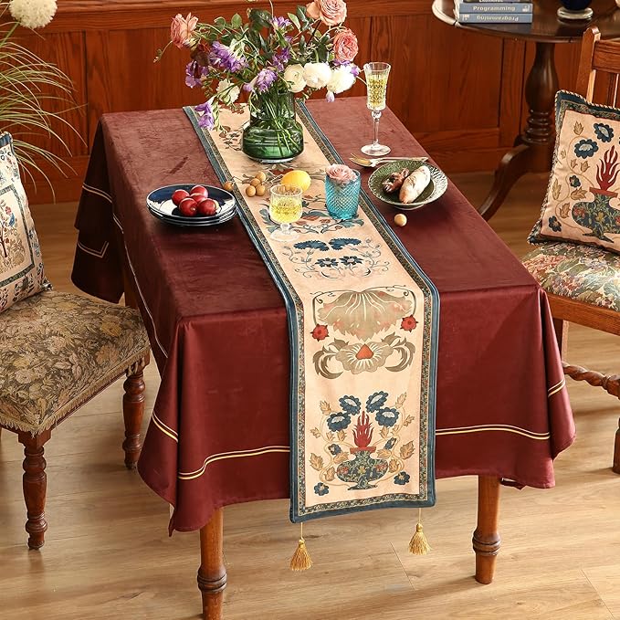 patdrea Designer Casual Wild Floral Velvet Table Runner 118 Inch Long, - Image 7