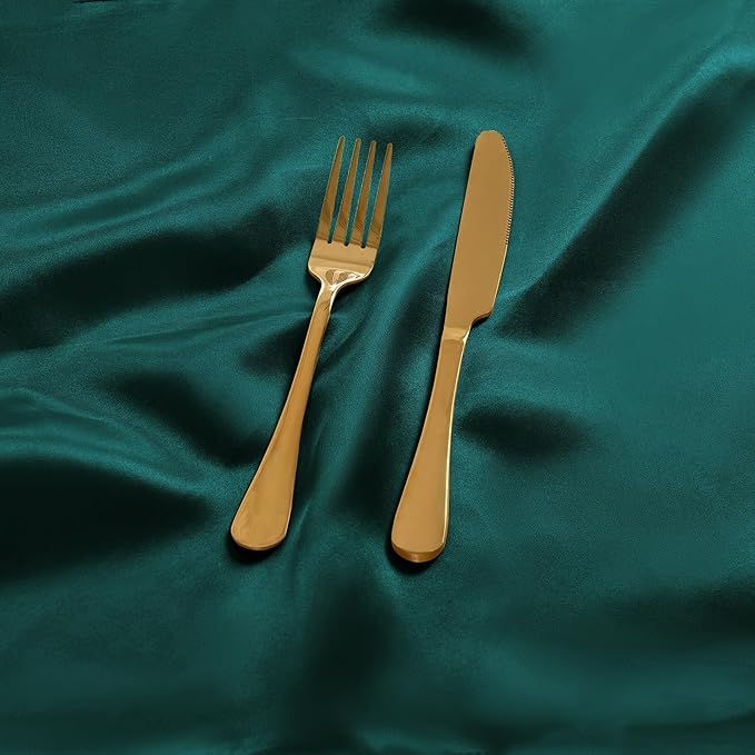 50 Pieces Forest Green Satin Napkins, Silky Soft Smooth Washable Napkins - Image 5