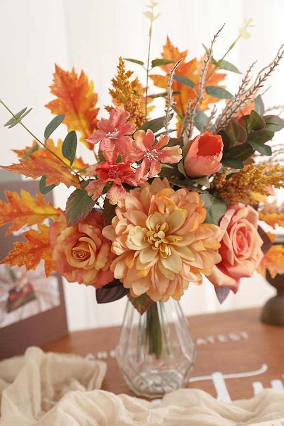 Artificial Flowers with Vase, Faux Flower Arrangement with Vase Suitable - Image 6