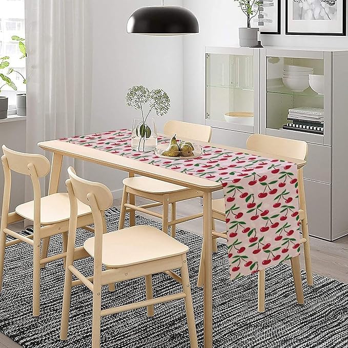 Cherry Table Runner, Spring Summer Fruit Table Runner - Image 3