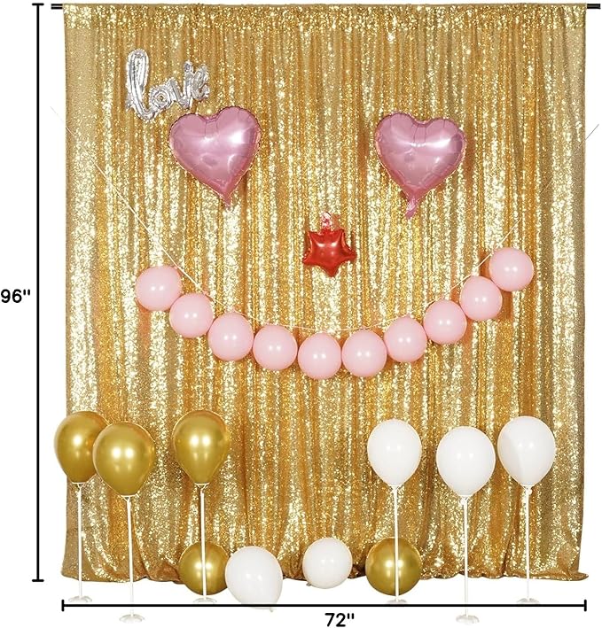 Poise3EHome Gold Backdrop Curtain, 6FT x 8FT Sequin Backdrop, Sequin Curtains - Image 10