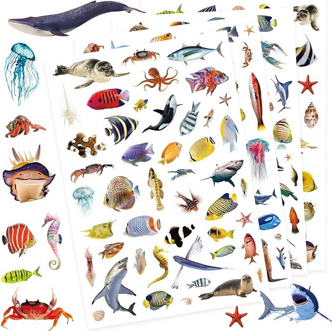 Ocean Animals Stickers 820 Count Sea Animal Fish Shark Stickers Party Favors by Unknown