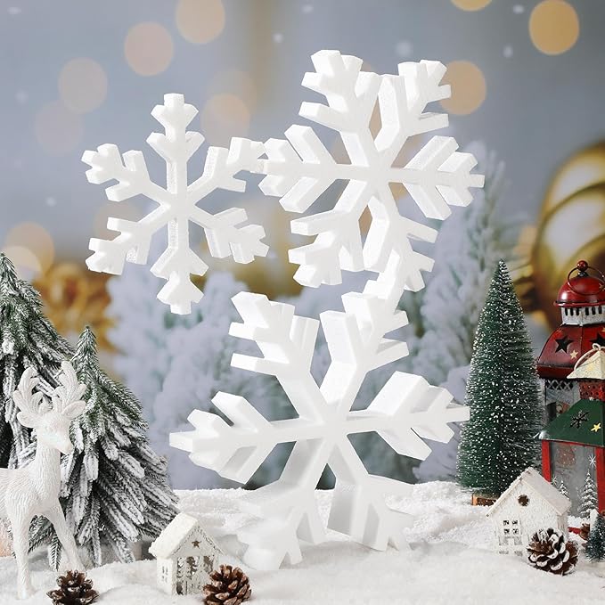 Thyle 3 Pcs Foam Snowflake Table Decor 3D Christmas Tabletop Signs Winter by Thyle