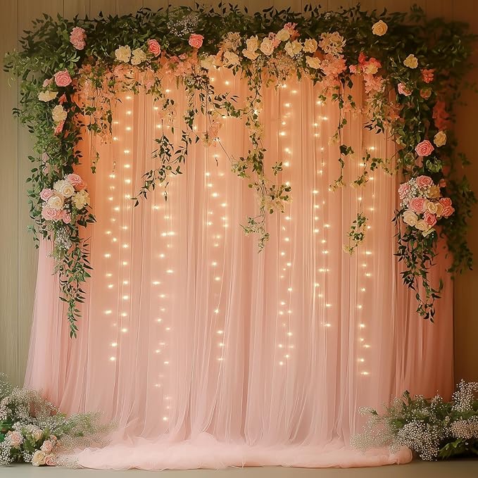 Pink Tulle Backdrop Curtain by Unknown