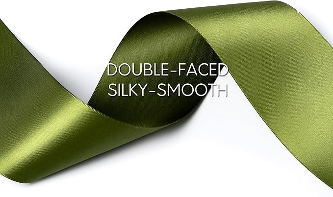 Moss Green 2.5 Inch Double-Faced Satin Ribbon 25 Yards - Image 3
