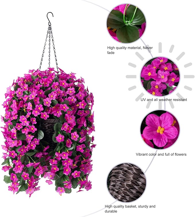 Artificial Fake Hanging Flowers Plants Baskets - Image 5