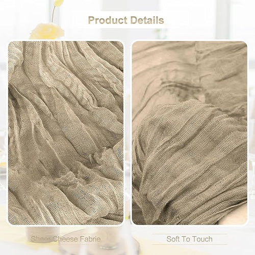 10 Pack Khaki Cheesecloth Table Runner 35x120 Inch 10Ft Rustic Gauze Cheese - Image 2