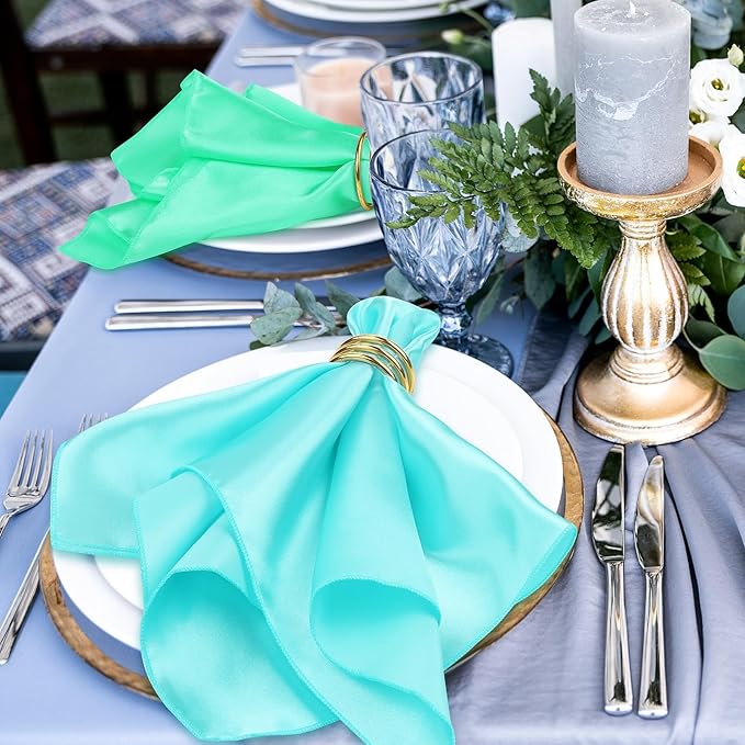 Aneco 12 Pieces Satin Napkins Soft Dinner Napkins Multicolor Square Weddings - Image 5