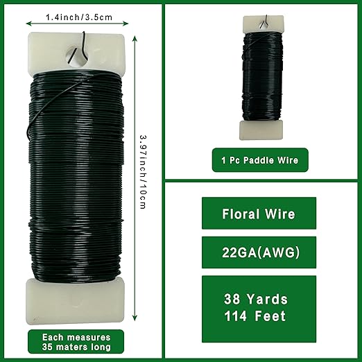 Green Floral Wire 1 Pack 38 Yards 22 Gauge Flexible Paddle Craft Wire - Image 2