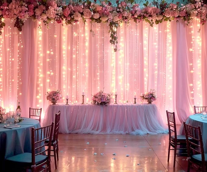 Pink Tulle Backdrop Curtains - Image 4