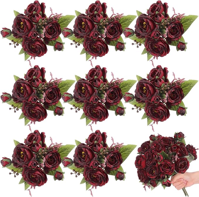 8 Bundles Artificial Peonies Flowers Boho Faux Flowers Arrangements Artificial by Yuxung