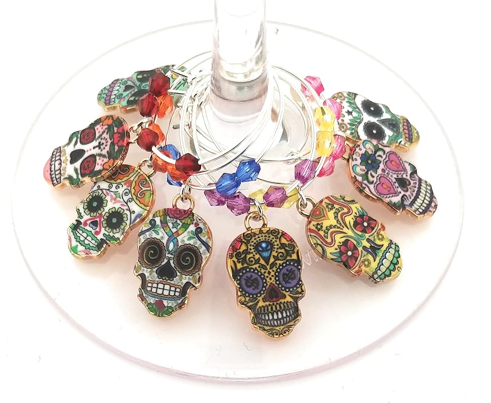 Cinco De Mayo Skull Wine Charms by PixieWineCharms