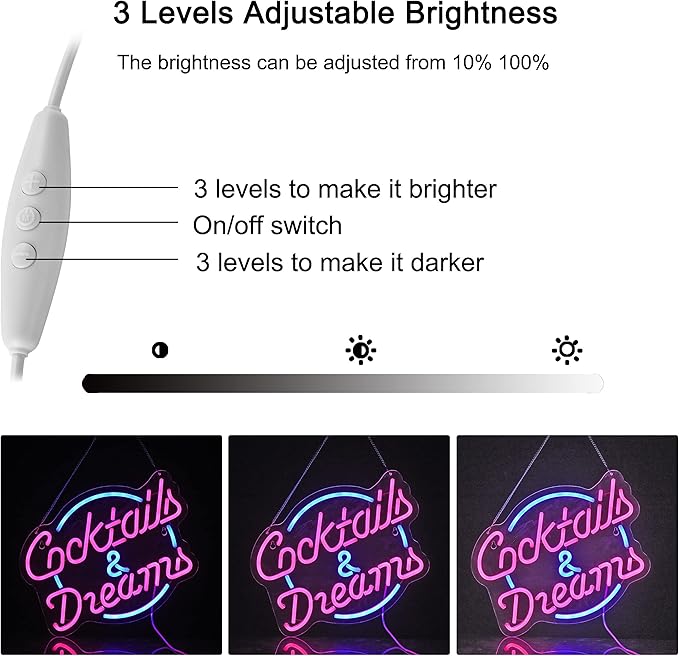 Cocktails and Dreams Neon Sign for Wall Decor Neon Signs - Image 2