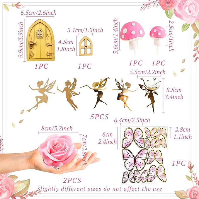 JeVenis Pink Fairy Cake Decoration Mushroom Cake Decoration Fairy Cake - Image 2