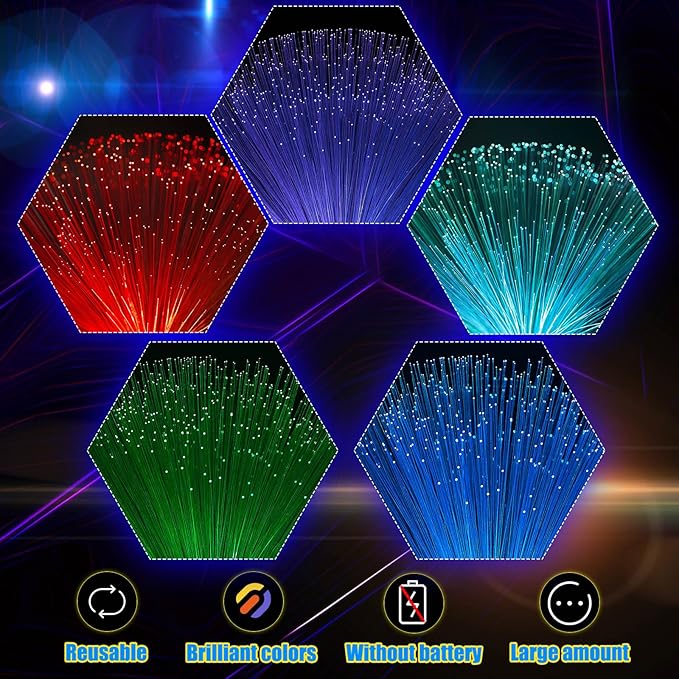 Patelai 10 Pcs LED Fiber Optic Lamp Color Changing Fiber Optic Night Light - Image 3
