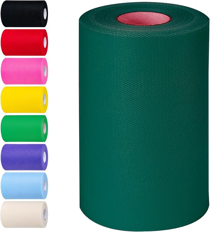 Blackish Green Tulle Fabric Rolls 6 Inch by 100 Yards Tulle Roll Spool Fabric by Unknown