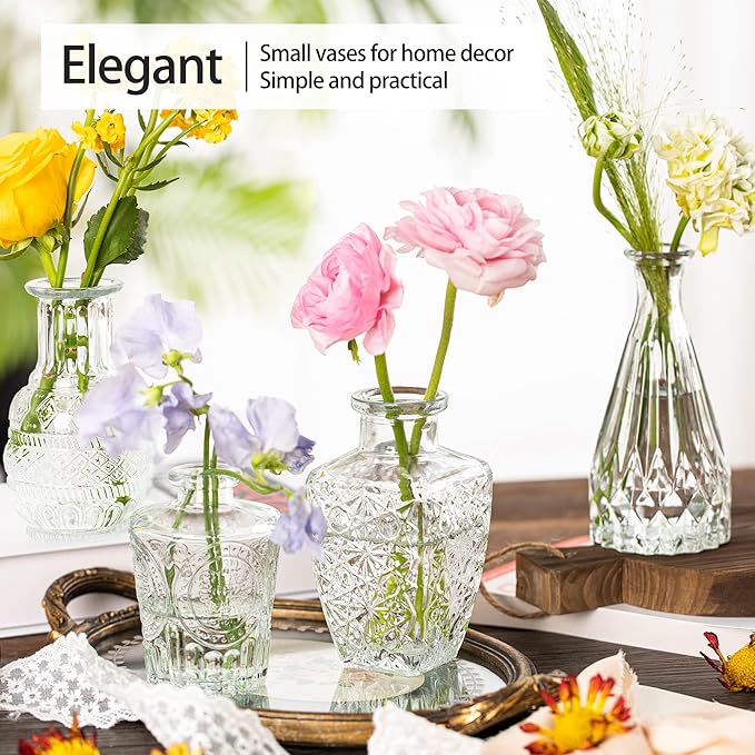 Vintage Small Vases for Flowers Set of 10, Mini Bud Vases for Flowers, Wedding - Image 4
