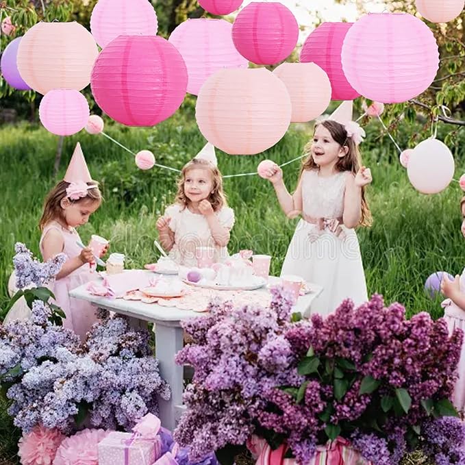 BEISHIDA 12 Pcs Pink Mix Paper Lanterns, Hanging Decorative Chinese Japanese - Image 4