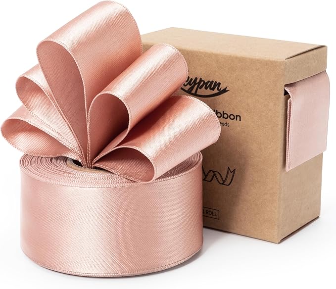 Rose Gold Satin Ribbon Double-Faced Wired Ribbons by Keypan
