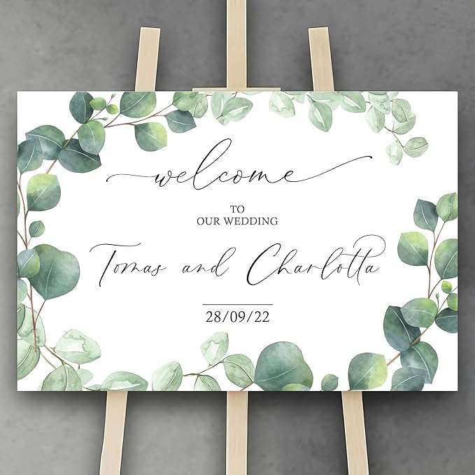 Editable Wedding Welcome Sign, Welcome Sign, Watercolor, Eucalyptus Wedding Sign - Image 2