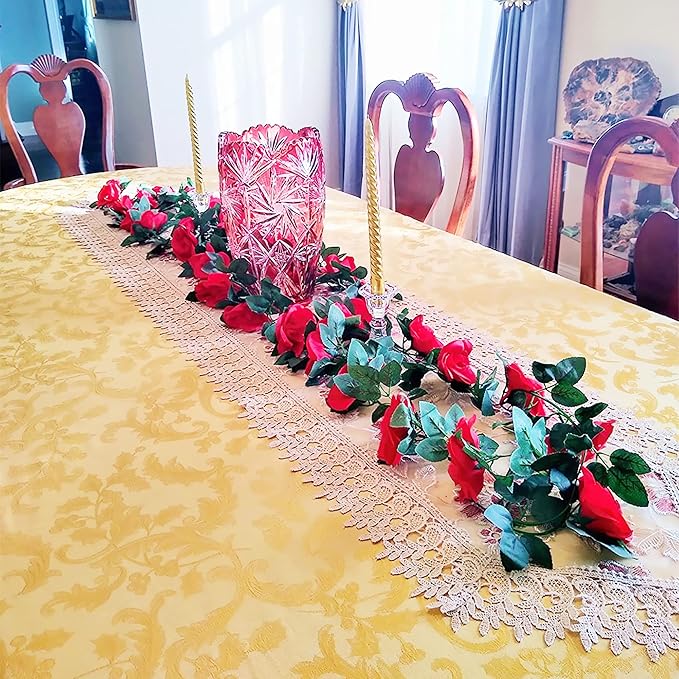 UKELER 2 Pack 14FT Artificial Rose Vines Red Flower Garland Artificial Rose - Image 6