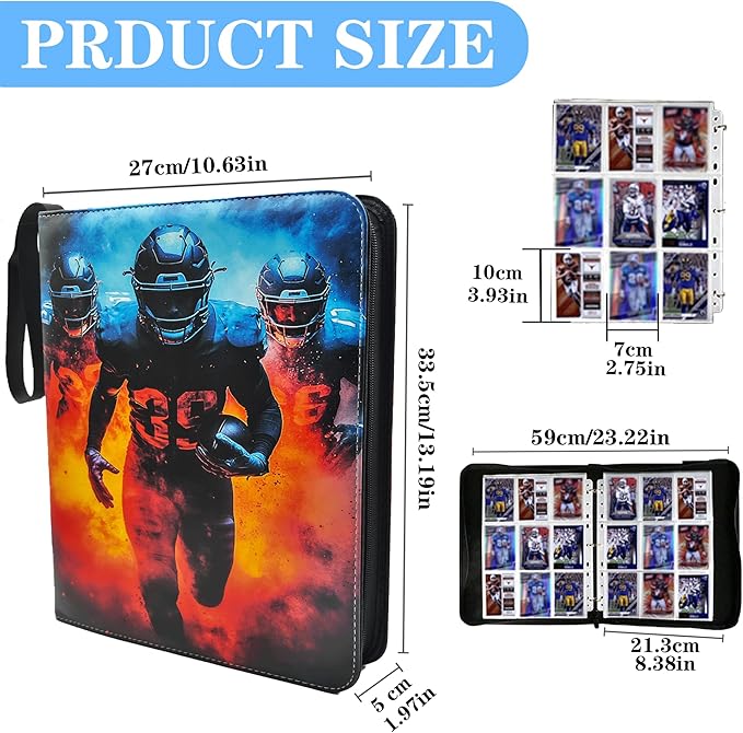 Trading Card Binder 9 Pocket, Pockets Football Card Binder, Premium Double - Image 2