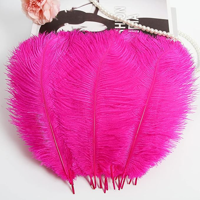 THARAHT Hot Pink Ostrich Feathers 24pcs Natural Bulk 10-12Inch 25cm-30cm - Image 4