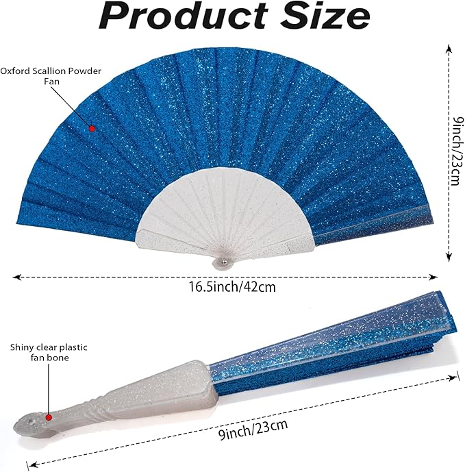24 Pack Handheld Fan, Folding Hand Glitter fan - Image 2