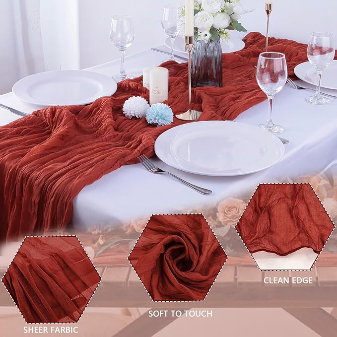 16PCS Terracotta Cheesecloth Table Runner 10FT Table Runner Cheesecloth - Image 3