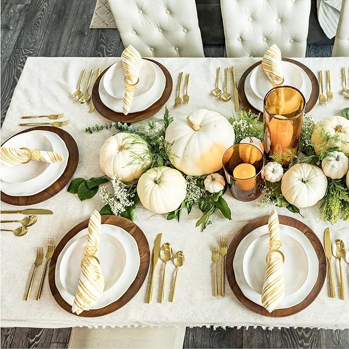 Edussy Gold Napkin Rings Set of 12, Acrylic Mirror Diamond Napkin Ring Holders - Image 5