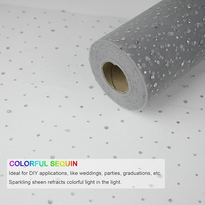 Glitter Tulle Rolls, 6” by 50 Yards Sequin Tule Netting Fabric Tulle - Image 4