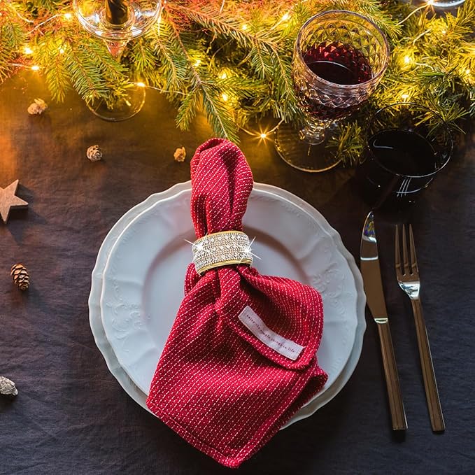 Rhinestone Napkin Ring Diamond Napkin Rings Stainless Steel Gold Crystal Napkin - Image 6