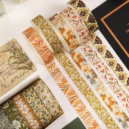 YUBBAEX 60 Rolls Value Washi Tape Pack Retro Arts Masking Tape Basic Patterns - Image 8