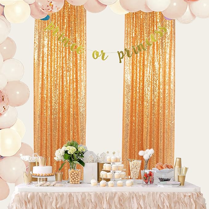 ShinyBeauty Gold Sequin Backdrop 2FTx8FT 8 Pieces Photography Backdrops Baby - Image 2
