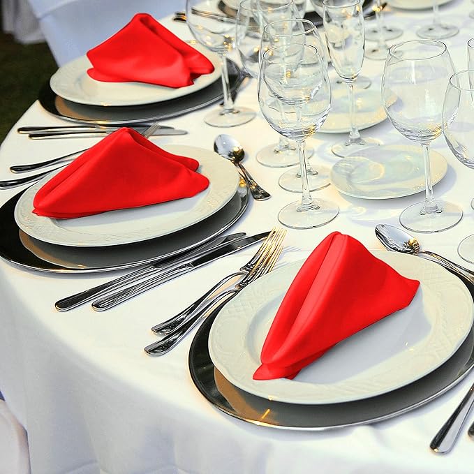 ANECO 12 Pieces Satin Napkins Soft Dinner Napkins Square Table Napkins 17 x 17 - Image 3