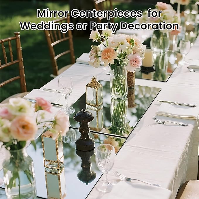 Square Glass Mirror Centerpieces, Glass Trays - Image 3
