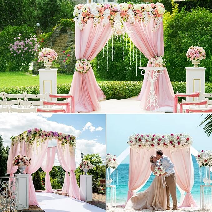 4 Panels Wedding Arch Draping Fabric 28" x 20Ft Wedding Arch Drapes Chiffon - Image 8
