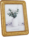 Cuspin 5x7 Gold Picture Frame, Ornate Decorative Rattan Resin Photo Frame by Cuspin