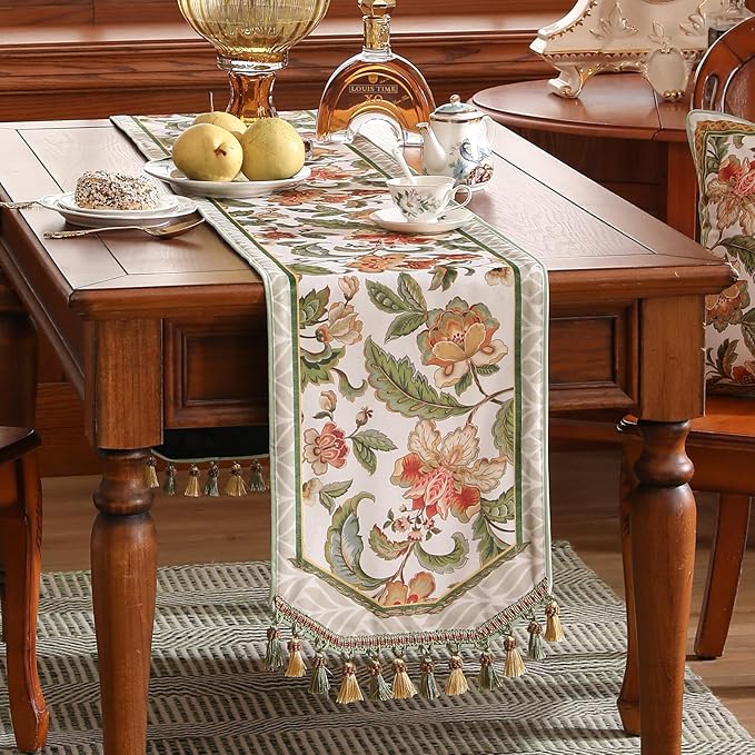 patdrea Designer Elegant French Floral Extra Long Velvet Table Runner, - Image 2