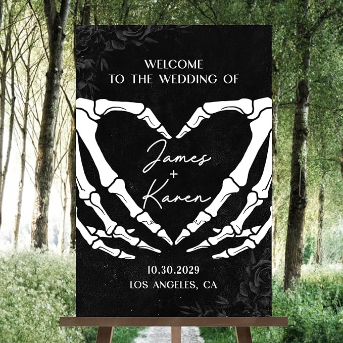Halloween Wedding Welcome Sign, Gothic Welcome Sign Black Wedding Sign - Image 2