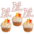 24 PCS Fall in Love Cupcake Toppers Glitter Bridal Shower Cake Picks Decorations by ZHUOWEISM