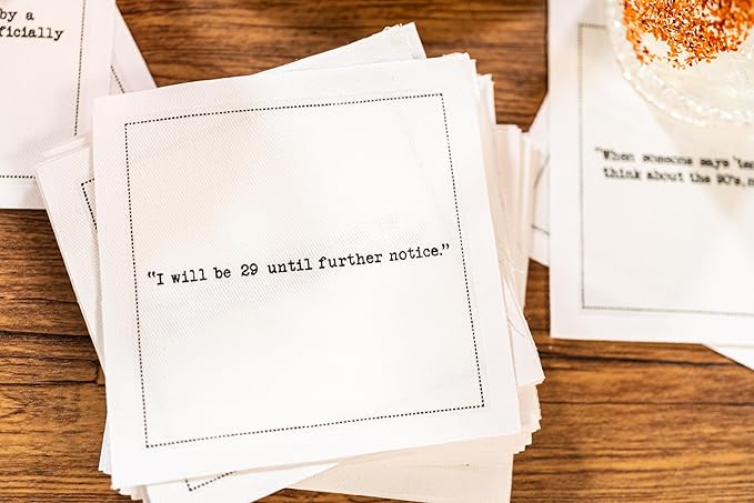 Five Star Napkins 30th Birthday Quotes White Cotton Cocktail Napkins, Beverage - Image 3