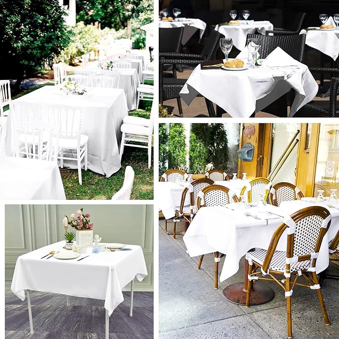 6 Pack White Square Tablecloths 52 x 52 Inch, Stain and Wrinkle Resistant - Image 4
