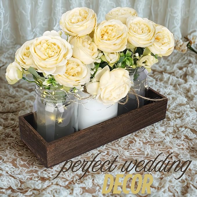 Champagne Floral Mason Jars for Centerpieces – Rustic Table Centerpiece - Image 2