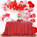 QueenDream Sequin Tablecloth 90"x156" Red Tablecloth Rectangular Party by QueenDream