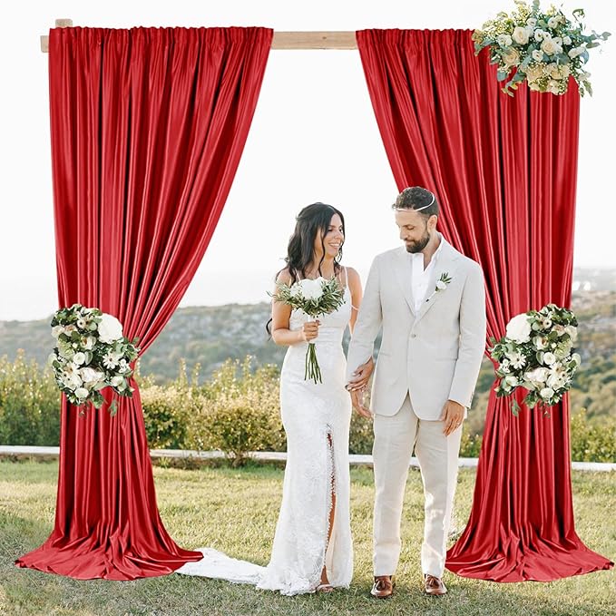 Sugargirl 10x10FT Red Backdrop Curtains Polyester Photo Backdrop Drapes - Image 4