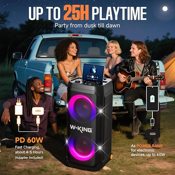 W-KING Portable Speaker Bluetooth Partybox Loud, 370W MAX Pro Sound, Deepest - Image 4