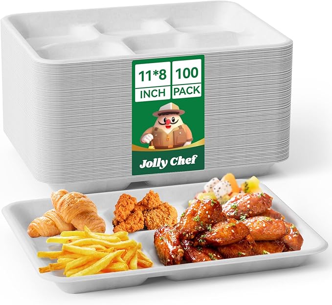 JOLLY CHEF Compostable  Compartment Paper Plates  *   Heavy by JOLLYCHEF