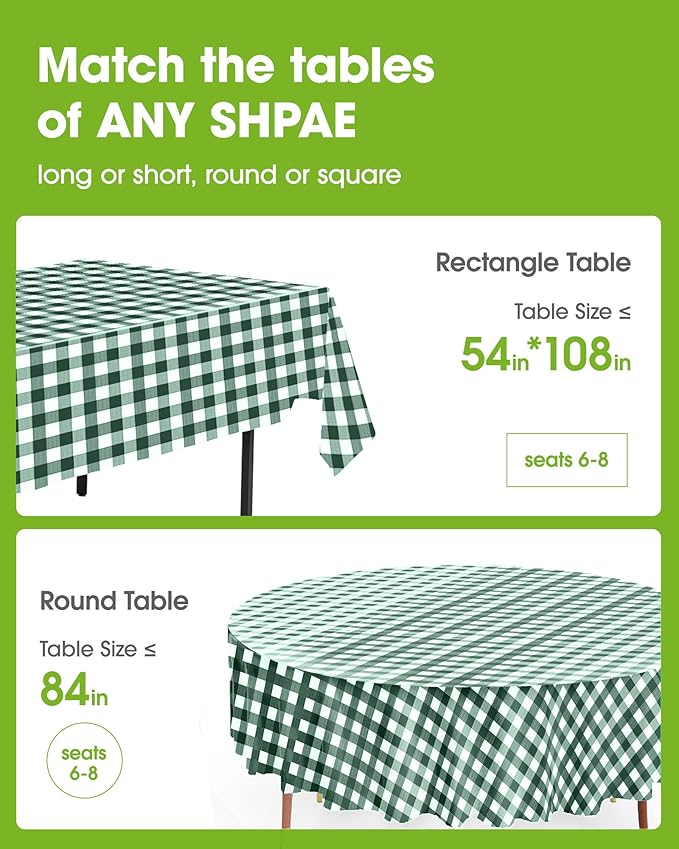 Pureegg Plastic Table Cloth Disposable 10 Pack, 54 x 108 Inch Table Cloths - Image 2